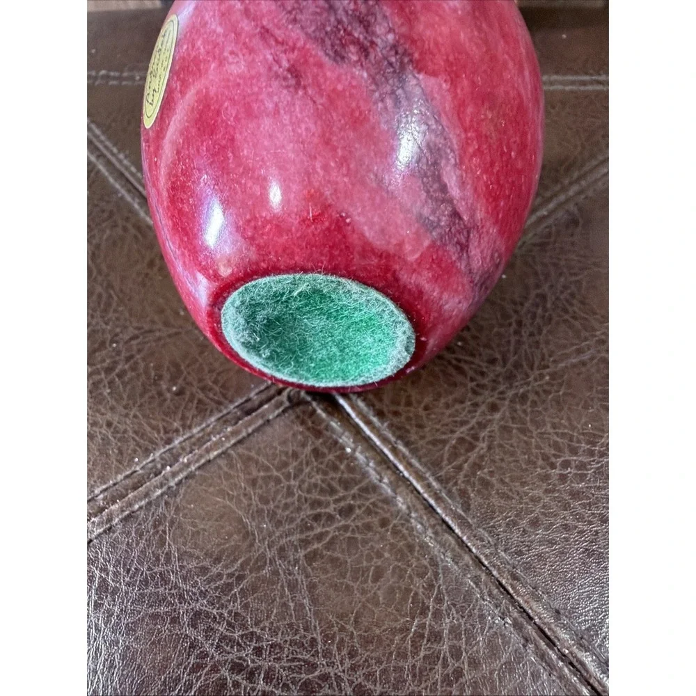 Andrea by Sadek Red Apple Polished Marble Paperweight Picture Frame Brass Stem